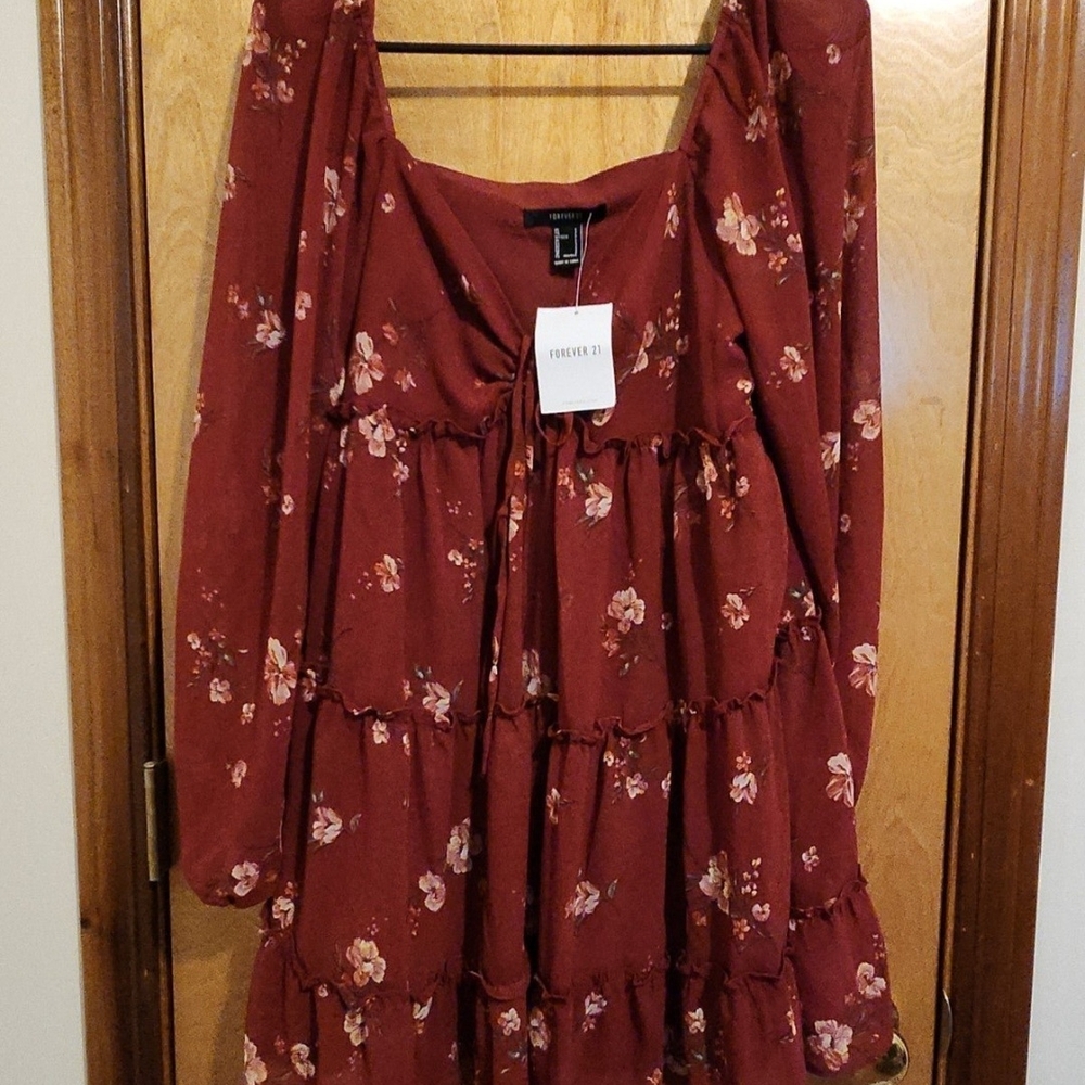 Forever 21 Floral Red Dress